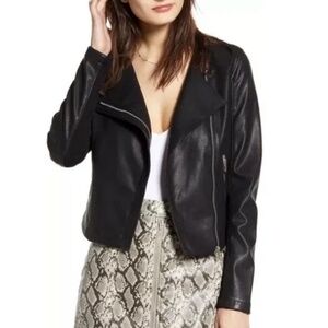 Blank NYC Vegan Leather Record Breaker Collarless Jacket Size L